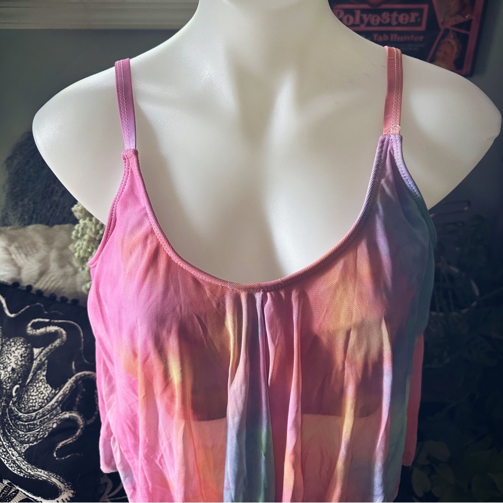 [ 2 FOR $20 ] MULTICOLORED BIKIN TOP WITH MESH COVERING - Picture 2 of 6